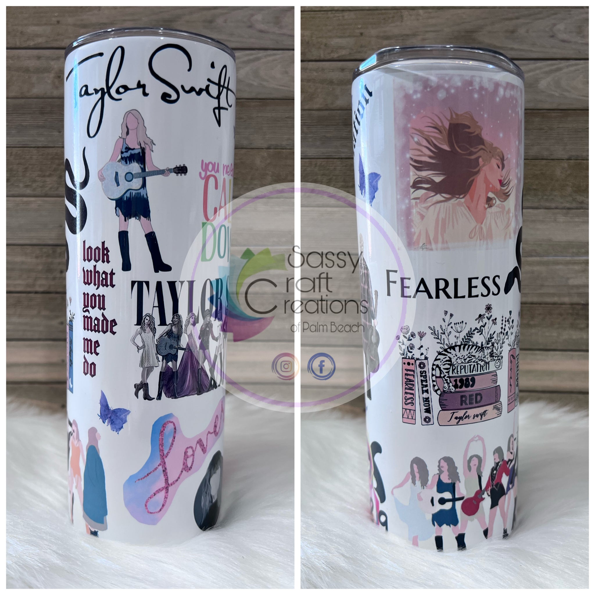 Handmade etched Taylor Swift tumblers - picture is