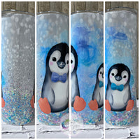 Penguin Iridescent Faux Glitter Tumbler | Personalized!